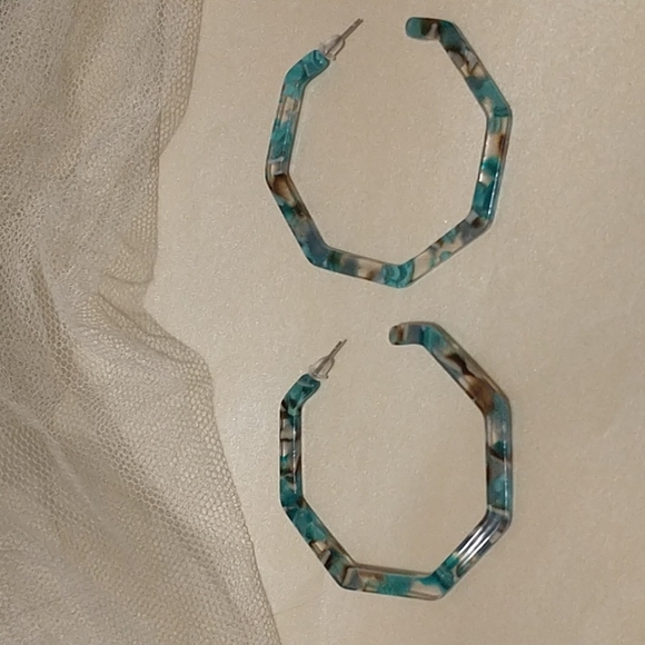 Jewelry - Aqua Acrylic Hoop Earrings!